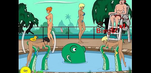  Tentacle monster molests women at pool - No Commentary 2 | teamfaps.com